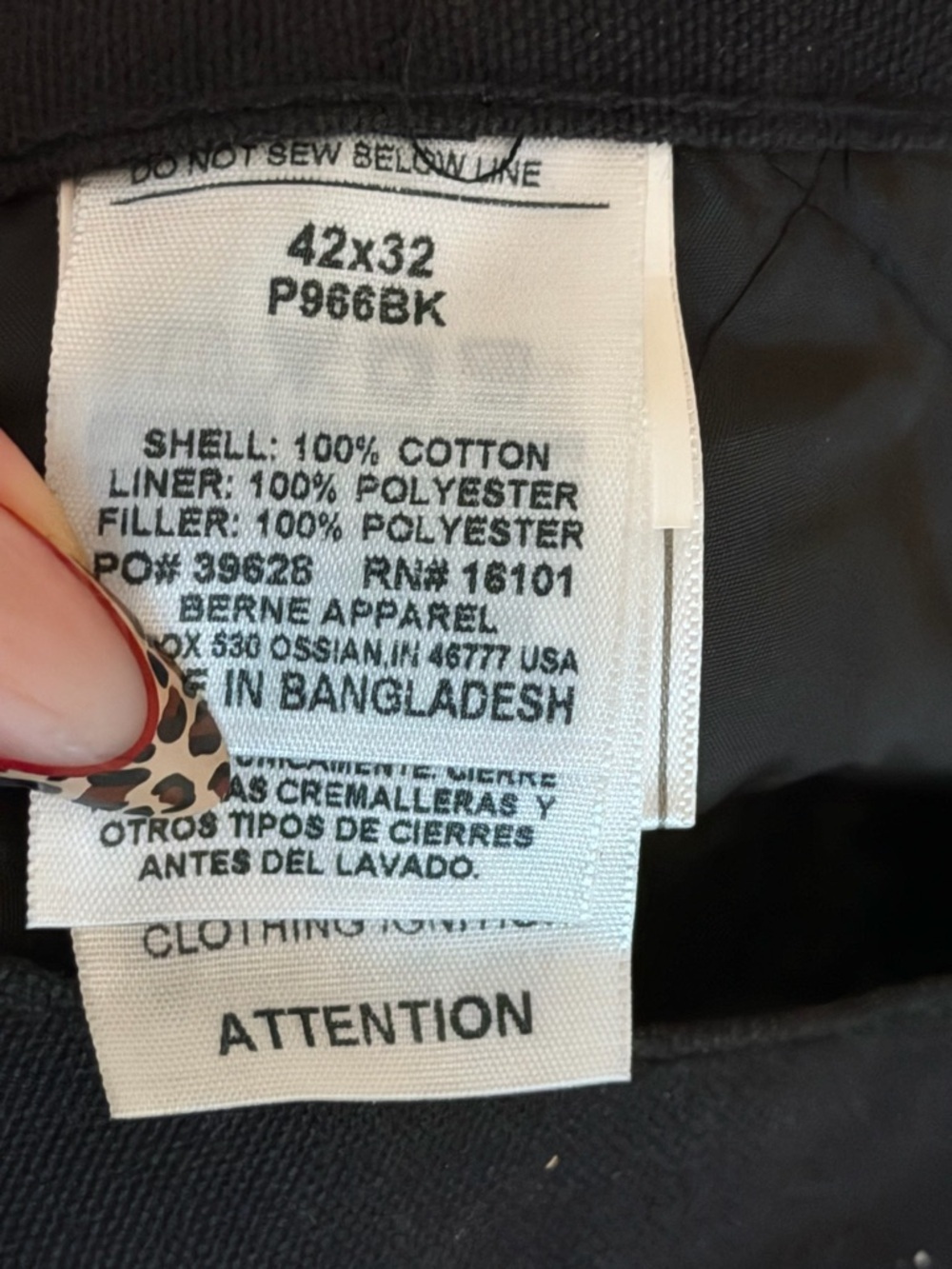 BERNE Workwear Cargo Pants 42x32 NWT Insulated Black Utility Work Pants - Picture 8 of 9